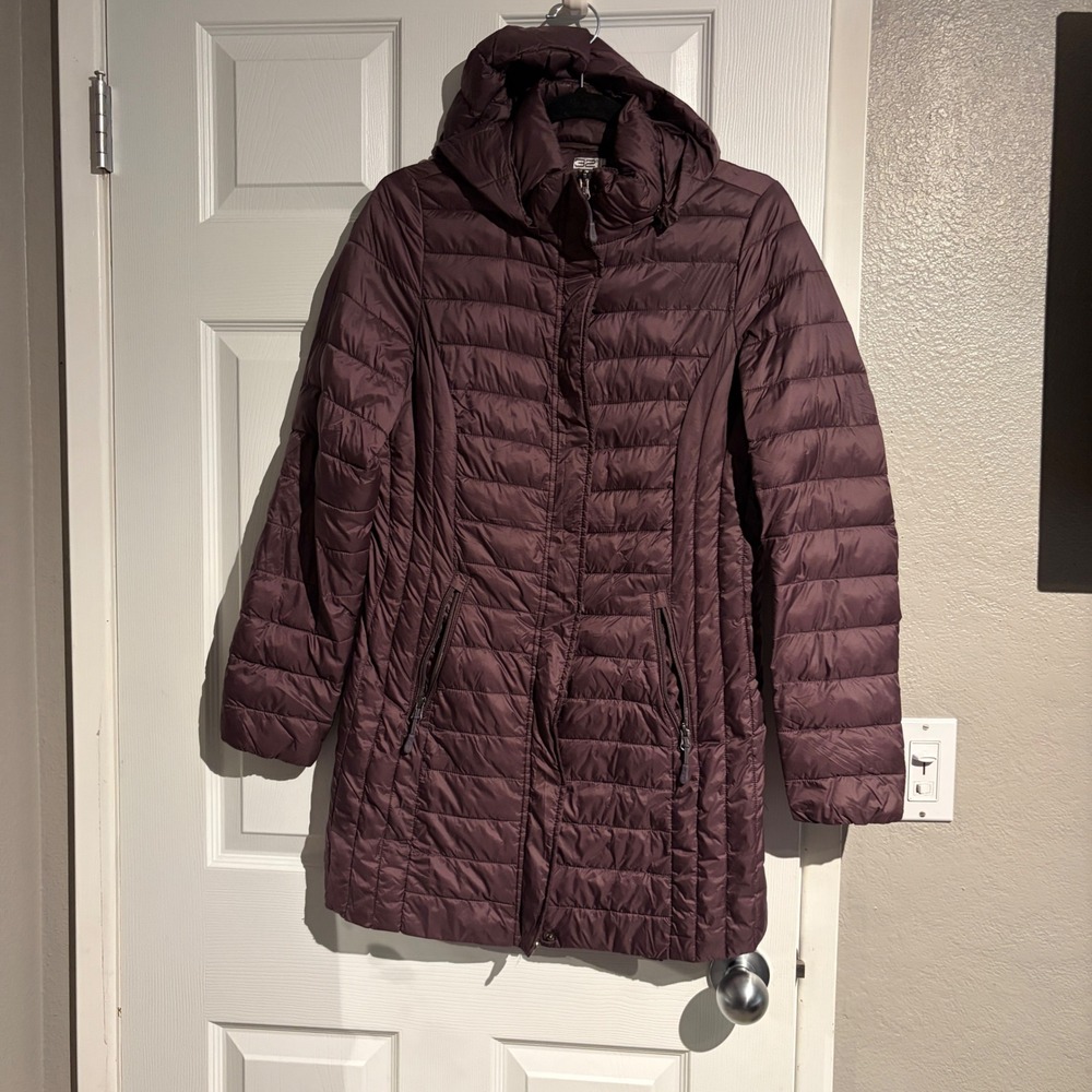 32 Degrees Heat Women Plum Purple Hooded Down Puffer Jacket Parka Small